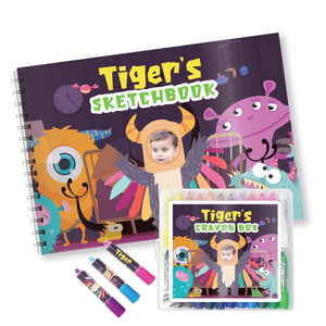 Monster Sketchbook & Crayon Set