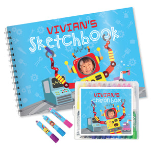 Robot Sketchbook & Crayon Set