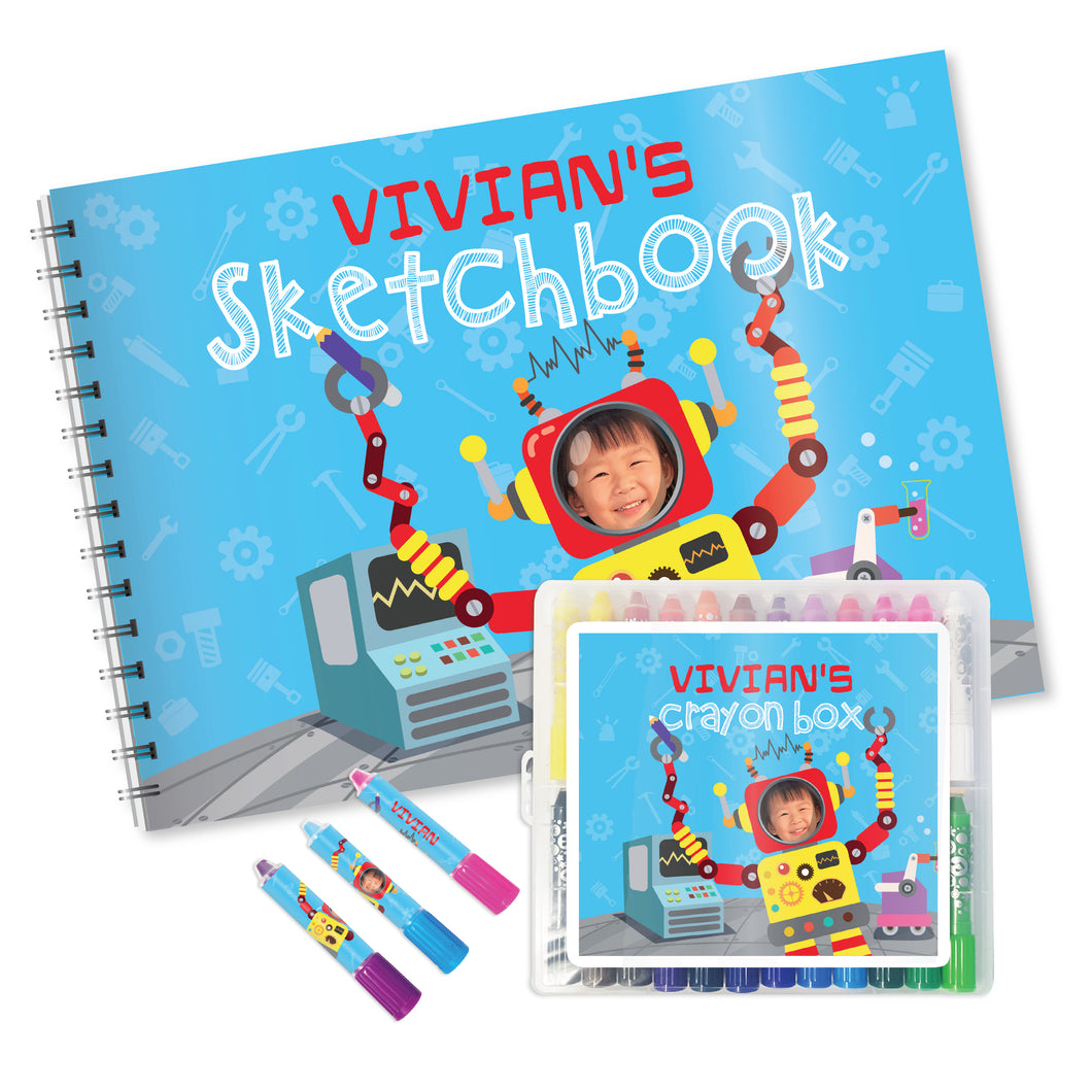 Robot Sketchbook & Crayon Set
